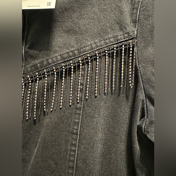 ZARA Denim Jewel Embellished Dress - Picture 6 of 7